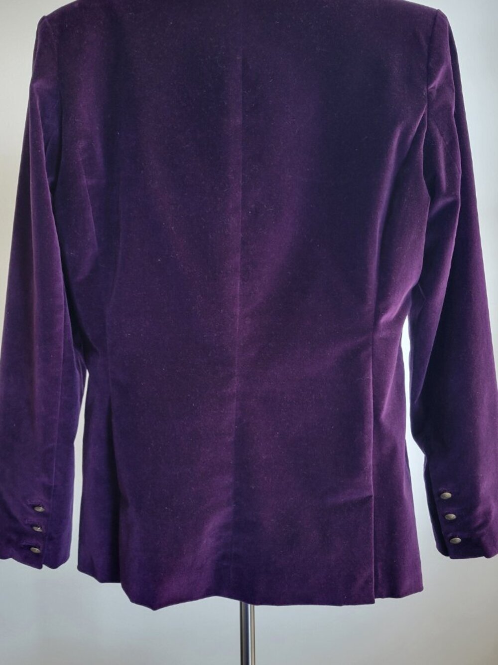 DG2 by Diane Gilman Stretch Velvet Blazer Jacket | Women's Medium | Royal Purple - Picture 4 of 16